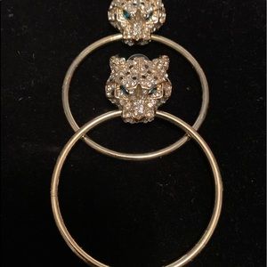 Bejeweled Tiger Hoop Earrings